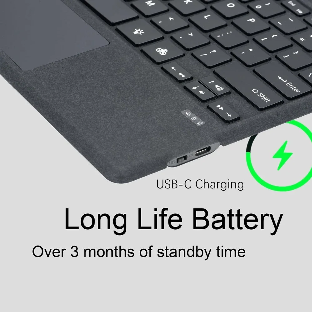 Zoof Wireless Bluetooth Keyboard for Surface Pro 3/4/5/6/7/7+ Charcoal Touchpad